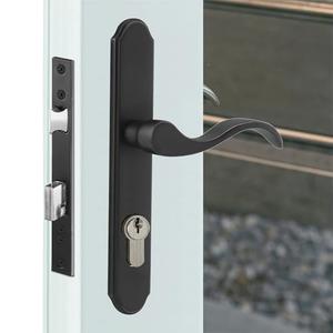 Euro Mortise Storm Door Handle Complete Set Fits for Pella Screen Door Hardware, 2-1/2" Handle PZ, 7/8" Backset, 7-1/4" Trimplate H.C., Non-Handed, Matte Black
