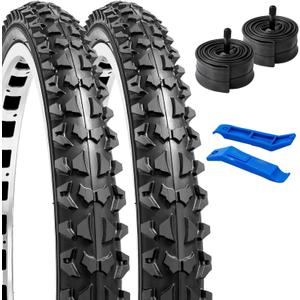 YUNSCM 20" Mountain Bike Tires 20 x 2.10/54-406 and 20" Heavy Duty Bike Tubes Compatible with Off Road Bike 20x2.0 20x2.1 20x2.125 Bicycle Tires and Tubes (Y-1079)