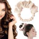Heatless Curling Scrunchie and Soft Headband, No-Heat Hair Roller for Long Hair (Beige)
