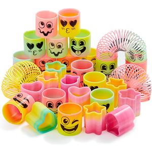 JOYIN 120 Pcs Spring Rainbow Party Favor, Mini Plastic Coil Spring Toy, Fidget Stress Coil Mini Springs Bulk Toys for Carnival Prize Birthday, Goodie Bag Stuffers