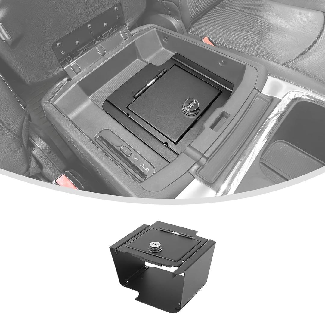 Linskip Console Safe Storage Compatible with 2009-2018 Dodge Ram 1500 Accessories, for RAM Security Console Insert, Console Gun Safe for RAM 1500 Accessories
