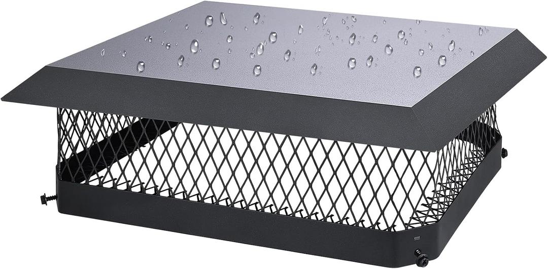 Chimney Cap Chimney Cover,Fireplace Chimney Caps for Outside 13"x18",Chimney Flue Cover Chimney Rain Cap,Roof Rain Guard Chimney Top Protector Cover Chimney Exhaust Vent Cap for Clay Flue Tile Chimney (Black Galvanized Steel)