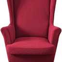 HZDHCLH Waterproof Wingback Chair Slipcovers 2 Piece,Stretch Spandex Wing Chair Covers for Living Room,Washalbe Armchair Sofa Slipovers (Burgundy)