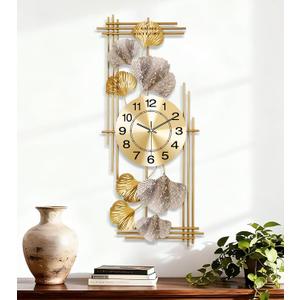Large Wall Clock, Modern Clocks for Living Room, Ginkgo Leaf Design - Silent Wall Clock, Battery Operated, for Living Room,Bedroom,Kitchen,Study or Entryway Decor-28''