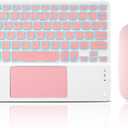 Ultra-Slim Bluetooth Keyboard with Built-in Touchpad and Mouse Portable Mini Wireless Keyboard Rechargeable 7-Color Backlit for Apple iPad iPhone Samsung Tablet iPhone Smartphone iOS Android Windows (Pink)
