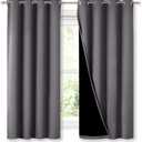 NICETOWN 100% Blackout Curtains with Black Liners, Thermal Insulated Full Blackout 2-Layer Lined Drapes, Energy Efficiency Window Draperies for Bedroom (Grey, 2 Panels, 52-inch W by 63-inch L)