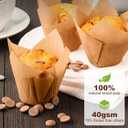 Natural Tulip Cupcake Liners for Baking 200 Cups, Unbleached Parchment paper Muffin Liners, Upgraded Standard Cupcake Wrappers, Greaseproof Cup Cake Liner, Easy to Use in Party, Birthday, Christmas