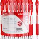 Drenubal Red Glide Retractable Ball Pens, Medium Point (0.5mm), Comfortable Rubber Grip For Writing, 48-Count Pack