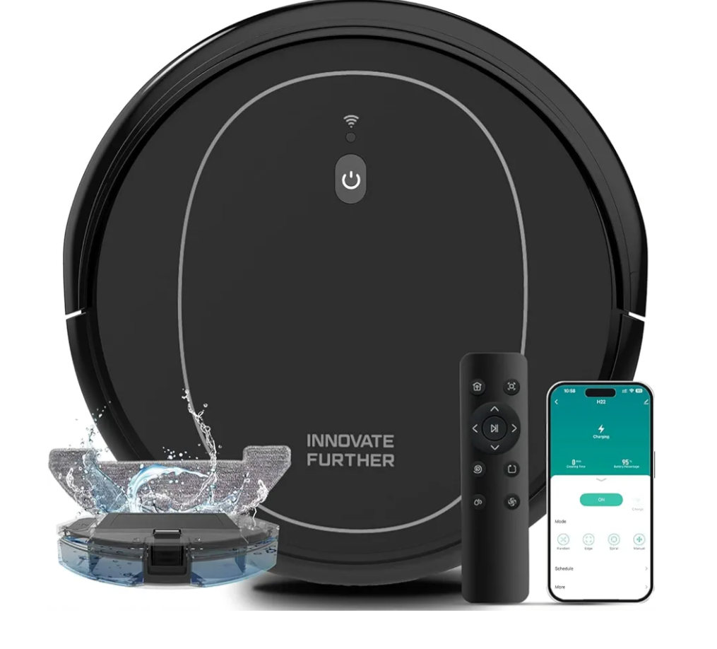 Robot Vacuum 4000Pa Strong Suction Vacuum Robot and Mop & WiFi/App/Remote/Alexa Control & Central Brush & Self-Charging, Schedule 3-in-1 Robotic Vacuum Cleaner for Pet Hair, Hard Floor, Carpet
