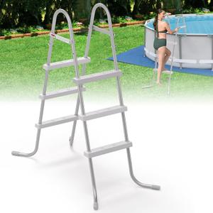 36" 3-Step Steel Frame Above Ground Swimming Pool Ladder,Heavy Duty Double Sided Removable Pool Steps,Pool Ladder Steps with Non-Slip Plastic Steps for Entry and Exit