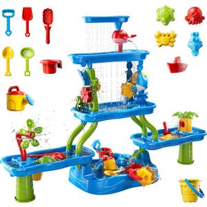 5-Tier Water Table for Toddlers Kids Ages 1-3 3-5 4-8, Sand and Water Table with Rich Activity Set, Summer Outdoor Beach Outside Backgard Pool Toys for Kids Boys Girls, Large