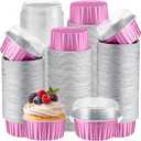 Gejoy 400 Pcs Aluminum Foil Baking Cups with Lids 5 oz Disposable Ramekins Mini Cake Pans Creme Brulee Cupcake Liners Muffin Dessert Container for Wedding Birthday Party (Classic,Dark Pink)