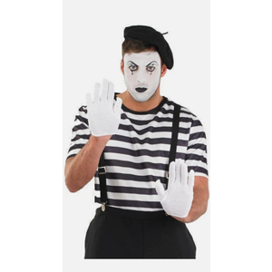 French Clown Mens Fancy Dress Mime Street Artist Circus Carnival Adult Costume, XL