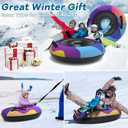 Snow Tube,48 Inch Big Heavy-Duty Inflatable Snow Sled with Premium Canvas Cover for Kids Adults,Thickened Hard Bottom Sleds for Snow with Detachable Tow Strap,Winter Outdoor Fun Snow Toys Gifts