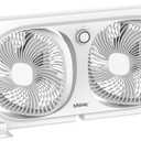 shinic 9" Twin Window Fan with 180+90 Rotatable Fans, 2-Speeds, Vertical Window Fan with Rigid & Accordion Expanders, Width Adjustable (21.65" to 33.27"), Ideal for Home, Kitchen, Bedroom, Office