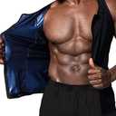 BXVX Sauna Sweat Vest Workout Tank Top Waist Trainer Shirt for Men Compression Workout Enhancing Vest with Zipper, L-XL