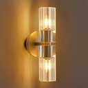 SHEKAITAO Crystal Wall Sconces, 13" Modern Brass Sconces Lighting with K9 Crystal Lampshade,Indoor Wall Sconce Bedroom Wall Light Fixtures for Living Room Bathroom Hallway Stairs Entryway 