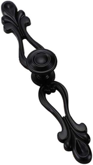 6pcs Vintage Style Cabinet Handles Dresser Drawer Pull Knob Wardrobe Cupboard Knobs with Plate and Screws (Small, Black)