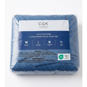 CGK Linens Luxury Queen Duvet Cover Set Duvet Cover Queen Folcadots 20, Blue