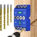 Aluminum 30/45/90 Angle Drill Guide Jig for Woodworking - Precision Angled and Straight Hole Drilling with Bubble Level, for Stair Handrail, Deck Post, Cable Railing, Furniture Assembly