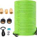 Pressure Washer Hose 100FT 1/4, 4000 PSI Kink Resistant High Pressure Hose M22 14mm Thread, Flexible Extension Replacement Hose with 3/8 Quick Connect Adapters for Power Washing (Green Kit)