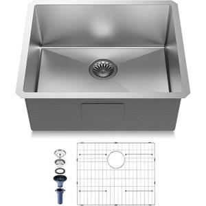 27" Undermount 18 Gauge 304 Stainless Steel Single Bowl Kitchen Sink with Accessary in 27"Lx19"Wx10"D