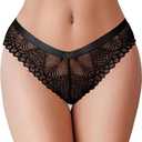 2 x Avidlove Women Sexy Panties Lace Cheeky Panty Rhinestone Bikini Underwear 1-4 Pack (Black, S)