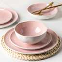 GBHOME Stoneware Dinnerware Sets for 8,24 Piece Rustic Plates and Bowls Set