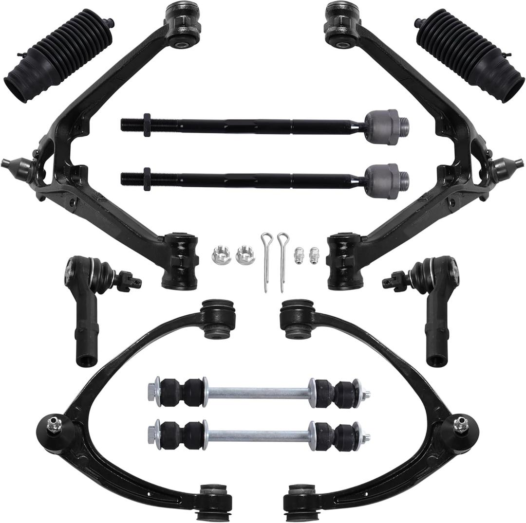 12PCS Front Suspension Upper Lower Control Arms Compatible With 2007-2013 Chevy Silverado Avalanche Suburban GMC Sierra 1500 Yukon Cadillac Escalade