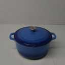 Mueller 6qt Enameled Cast Iron Dutch Oven, Heavy-Duty Casserole and Braiser Pan with Lid and Knob, Safe for All Cooktops, Aqua Blue