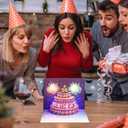 2 x 34th Birthday Cards, Light and Music Birthday Cake Happy Birthday Card, 3D Pop Up Birthday Gift Greeting Card for Women Men Wife Husband Friends