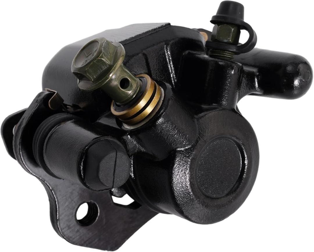 RUTU Brake Caliper for Chinese ATV Quad Go Kart Brake Caliper Compatible with Four Wheeler Coolster Kazuma 110cc 125cc 150cc 200cc 250cc 196cc 6.5HP kt196 Taotao (Right exhaust screw, Black)