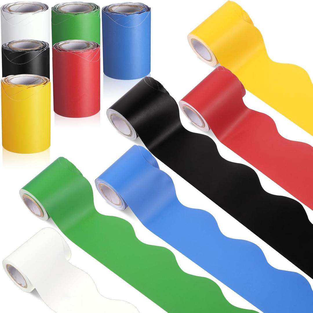 Zhanmai Borders for Bulletin Board Decoration, 98.5ft Bright Color Scalloped Bulletin Board Border Rolls for Spring Classroom Workplace Office School Poster Decor