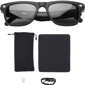 Ciciglow Smart Glasses, Bluetooth AI Translator Glasses with 4K 1080P HD Camera, Flash, Dual Speakers, Music Calling, AI Sound Assistant (Black)