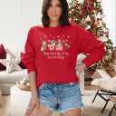 MYHALF Christmas Sweatshirt Women Xmas Shirts: Oversized Merry Christmas Crewneck Sweater Funny Magical Snowman Graphic Tops (Red, L)