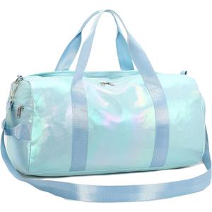 Gym Bag Sports Duffle Bag with Wet Pocket Weekender Overnight Bag with Waterproof Shoe Compartment for Girls Kids Women Travel Dance Yoga Workout Bag (Green)
