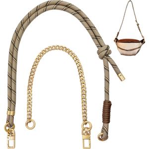 DAOSUN Paracord Rope Purse Straps Replacement Crossbody for Handbags,Adjustable Braided Bag Shoulder Strap with Gold Chain