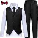 Boys Suits Slim Fit Toddler Tuxedo Suit Set for Teen Boys Communion Dress Clothes Kids Wedding Ring Bearer Outfit (8 Years, Black)