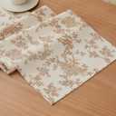 YZJZEDS 100% Cotton French Pastoral Table Runners, 13x60 Inch Brown Farmhouse Table Runners 60 Inches Long, Vintage Flowers Print Home Decors