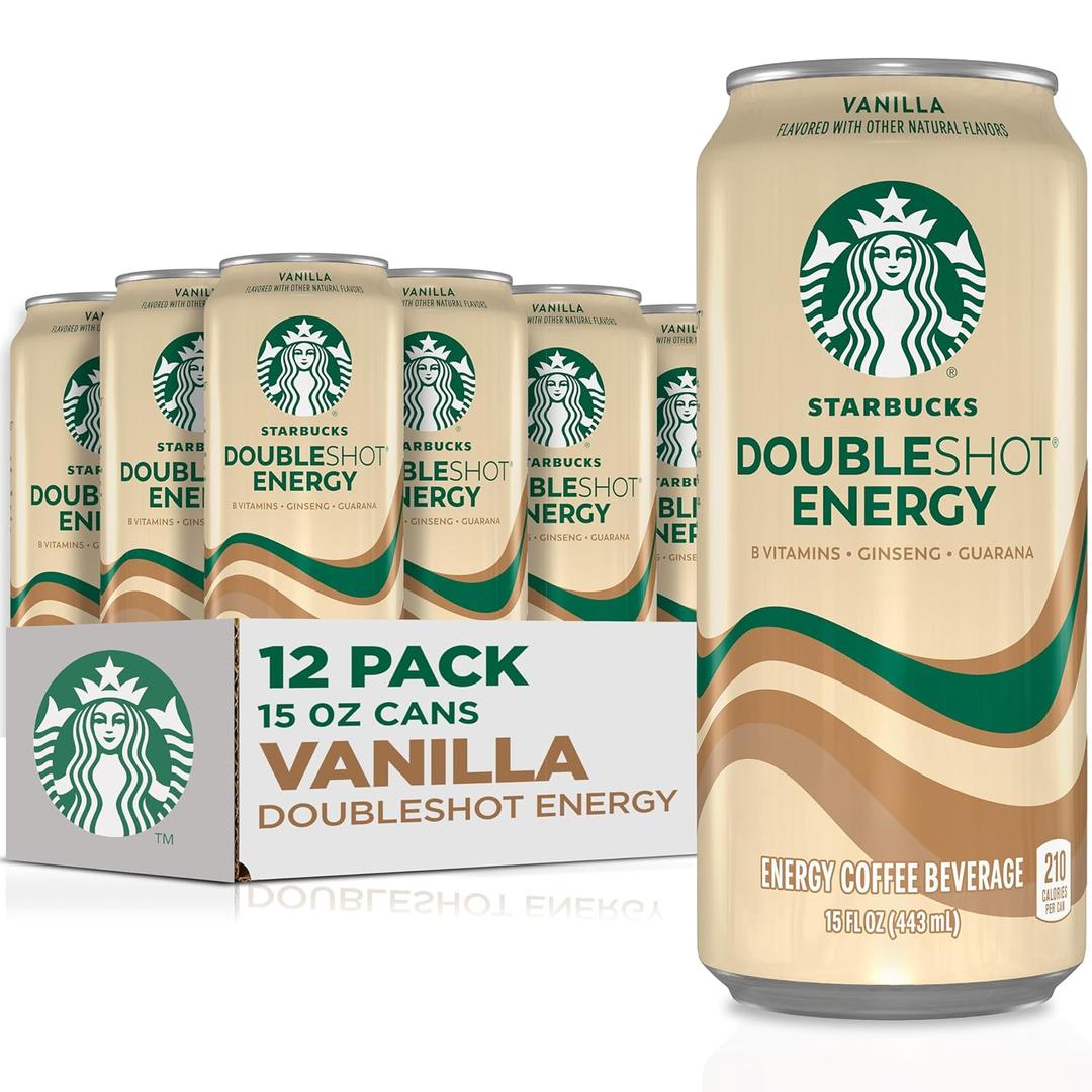 Starbucks Doubleshot Energy Drink Coffee Beverage, Vanilla, Iced Coffee, 15 fl oz Cans (12 Pack) BBD:10-19-26