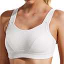 Wingslove Womens Sports Bras High Impact Adjustable Wireless Plus Size Sports Bra Full Figure Large Bust Workout Running Bra, White 38DDD