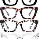 CCVOO Stylish Reading Glasses for Women, Stylish Eyeglasses, Blue Light Readers, Cheaters Black + Leopard + Tortoiseshell+ Clear 1.5 x