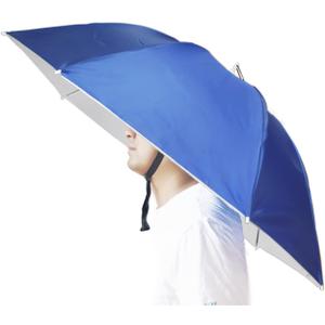 Umbrella Hat, 37 inch Fishing Umbrella Hat Hands Free Foldable UV Protection Umbrella Cap Adjustable Headwear for Fishing Golf Camping Beach Gardening Sunshade Outdoor (Blue)