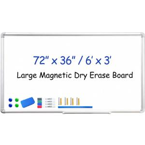 DEVELOP Large Magnetic Dry Erase Board 36 x 72 Inch, 3' x 6' Wall Mounted White Board with Aluminium Frame & Detachable Marker Tray, Magnetic Whiteboard for Home School Office