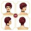 Burgundy Short Pixie Cut Wig for Black Women Wine Red Short Wigs For Black Women Pixie Cut Wigs 99J Wine Red Colors(Wine Red)