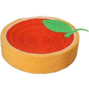 Sisal Round Cat Scratching Board Scratcher Bowl for Indoor Cats Wear Resistant Fruit Scratch Board for Kitty Kitten, Orange