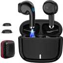 Wireless Earbuds for iPhone 16 15 Pro 14 Plus 13 XR iPad 10th Bluetooth 5.3 Headphones HiFi Stereo Sound Earphones for Google Pixel 9a 8 7 with Mic Noise Cancelling Headset Black