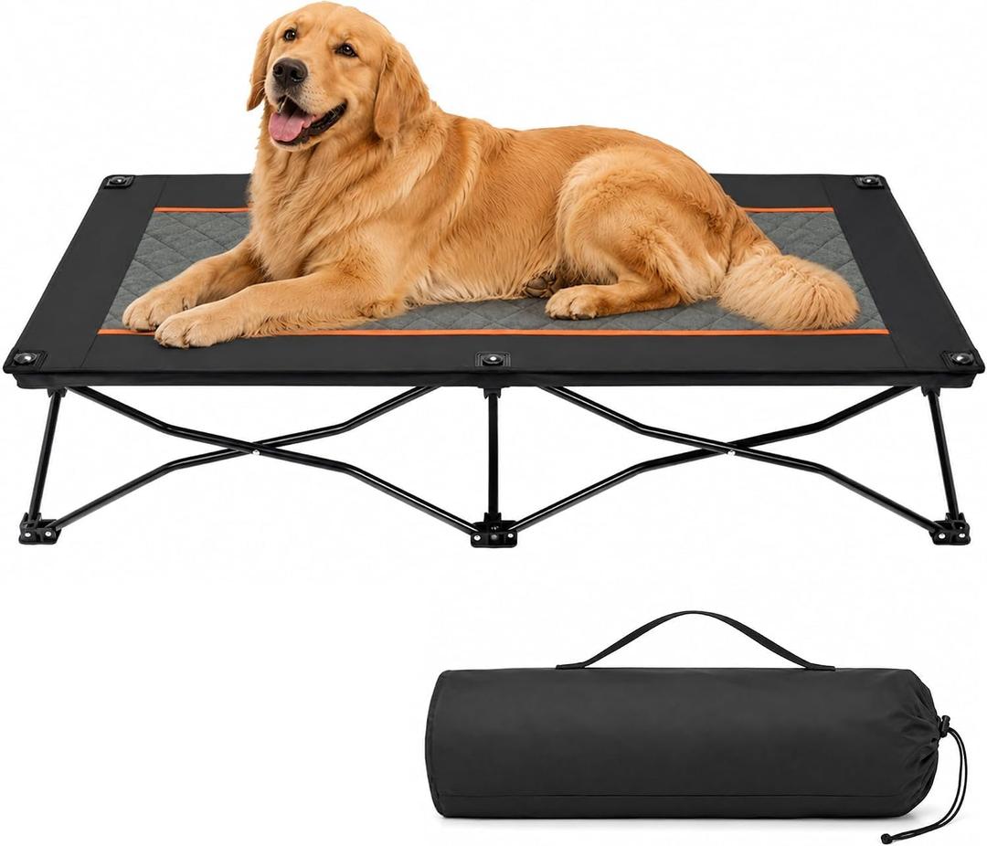 Elevated Dog Bed for Large Dogs, Foldable Dog Cot Bed for Camping
