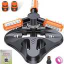 WOVUU Garden Sprinkler,Upgrade Lawn Sprinklers Automatic 360 Degree Rotating Irrigation Grass Water Sprayer System,Garden Hose Sprinkler for Yard/Built in 36 Units Angle Spray Nozzles(Orange)-1Pack