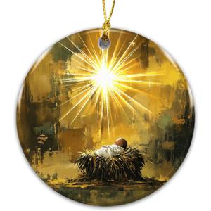 3 x Nativity Christmas Ornament 2025  Baby Jesus in Manger Under Bright Star  Religious Christian Christmas Decoration  Faith-Based Ornament for Families, Church Gifts, Catholic & Christian Dcor